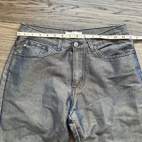 Le Château | Vintage 90’s Gold/Blue Shiny Flare Pants - Picture 7 of 10